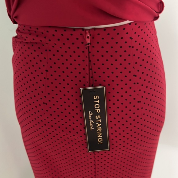 Stop staring 2 piece vintage retro pinup polka dot skirt and blouse - Picture 10 of 11